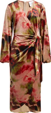 Sam Edelman Moody Long Sleeve Velvet Faux Wrap Midi Dress