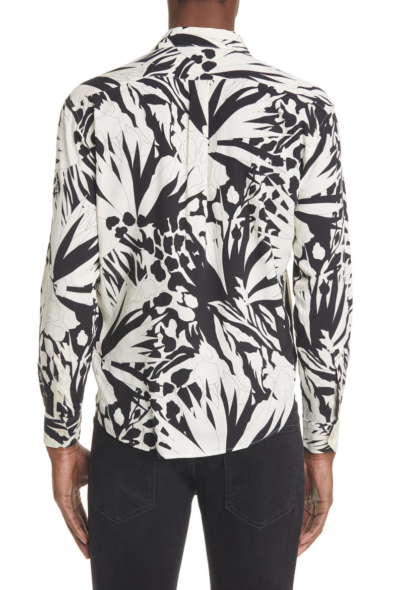 Jungle Print Button-Up Shirt, Alternate, color, BLACK