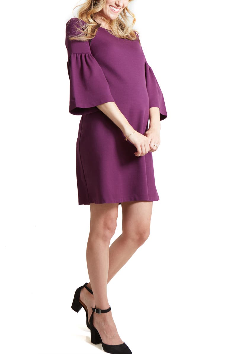 Ingrid & Isabel<sup>®</sup> Bell Sleeve Ponte Knit Maternity Dress, Main, color, 