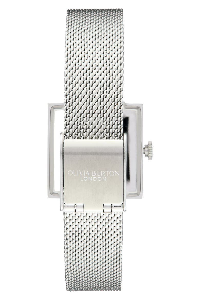 Square Lucky Bee Mesh Strap Watch, 23mm, Alternate, color, BLACK