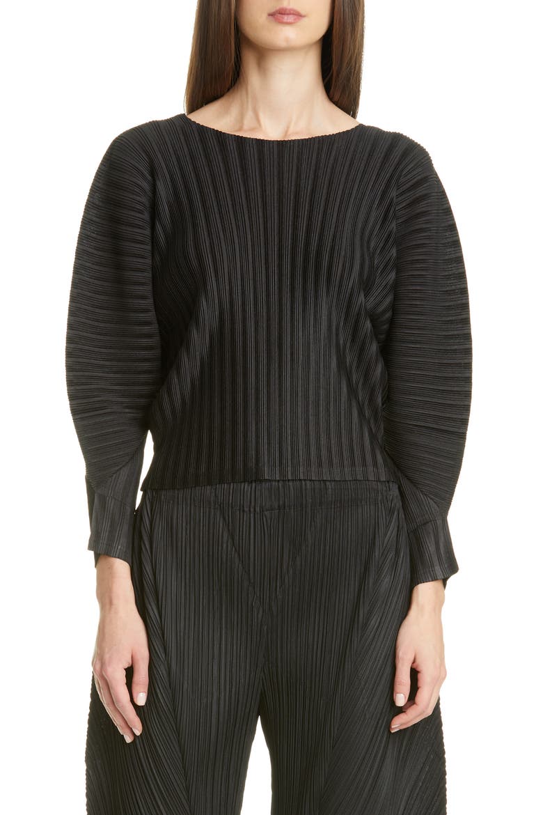 Pleated Dolman Sleeve Top, Main, color, 15 BLACK