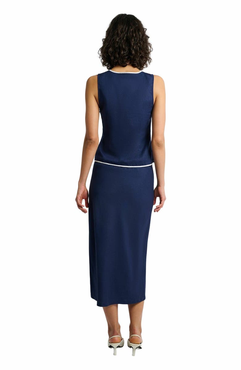 Onia Air Linen Tie Front Tank, Alternate, color, Deep Navy/White