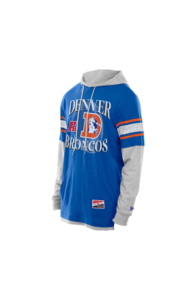 New Era Men's New Era Royal Denver Broncos Twofer Layered Long Sleeve Hoodie T-Shirt, Alternate, color,