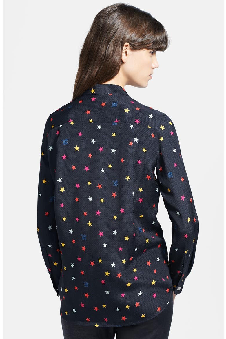 Star Print Cloqué Dobby Blouse, Alternate, color, BLACK