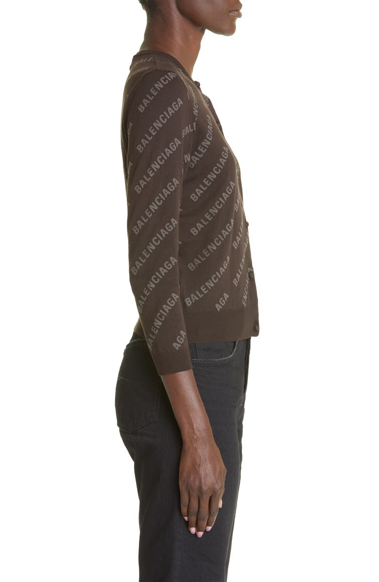 Balenciaga Women's Fitted Cotton Logo Cardigan, Alternate, color, 