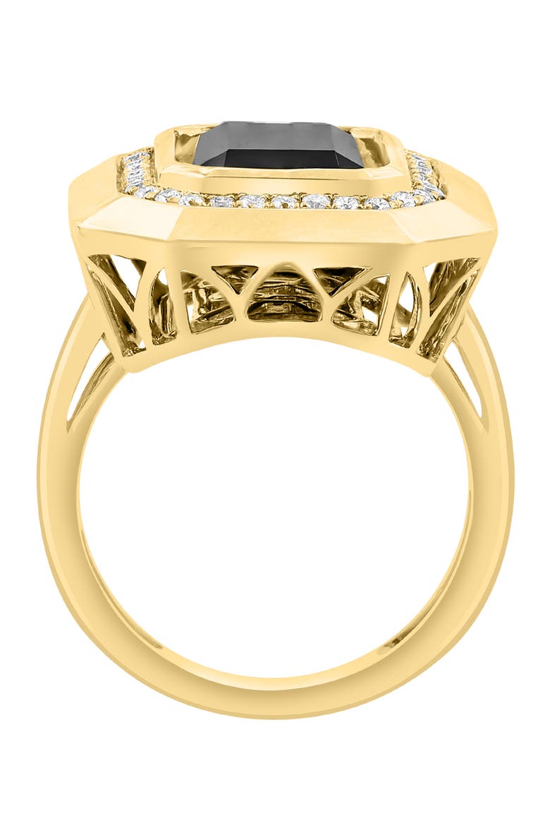 14K Yellow Gold Diamond & Black Onyx Signet Ring, Alternate, color, 14K Gold