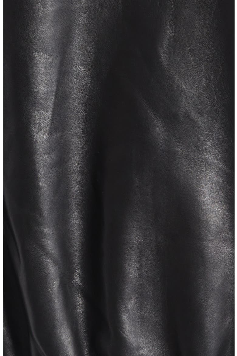 Oversize Hooded Lambskin Leather Zip Jacket, Alternate, color, BLACK