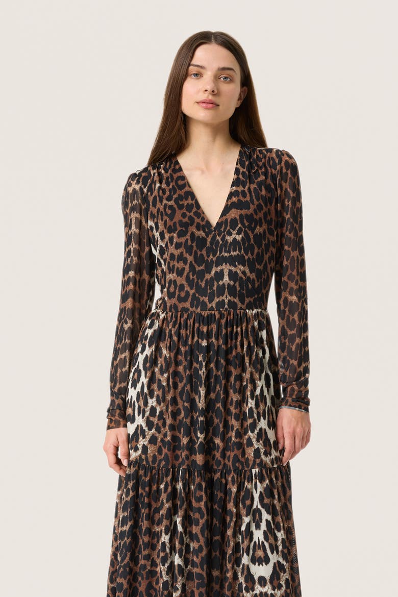 SLValdora Long Sleeves Wrap Dress, Alternate, color, Leopard Pattern