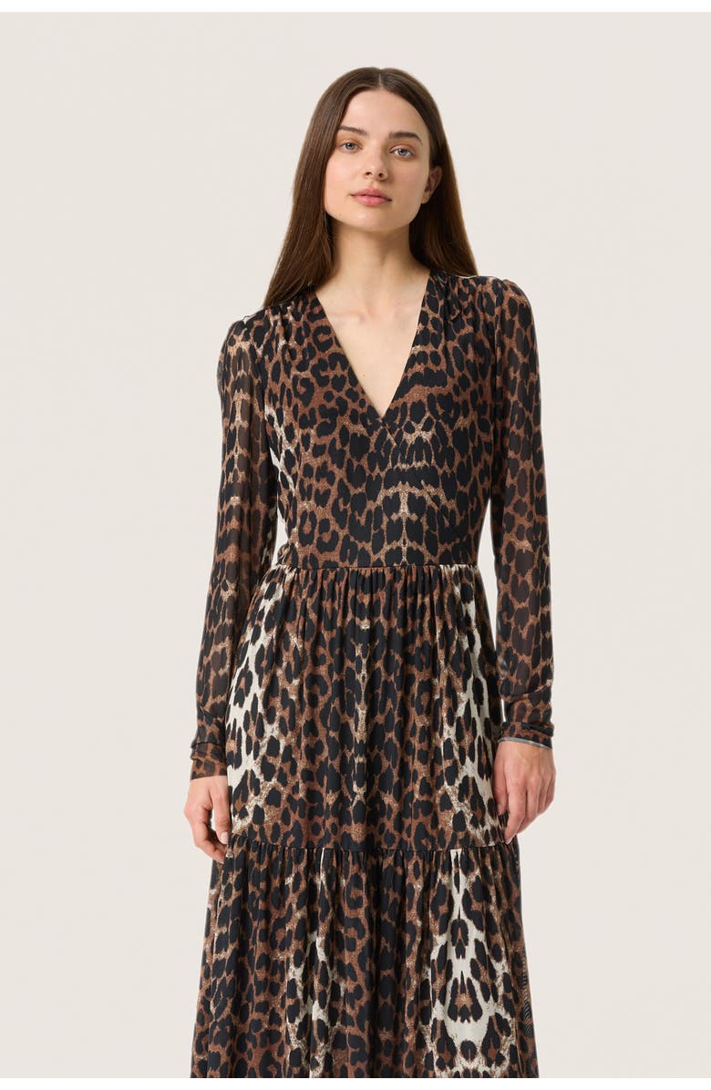 Soaked in Luxury SLValdora Long Sleeves Wrap Dress, Alternate, color, Leopard Pattern