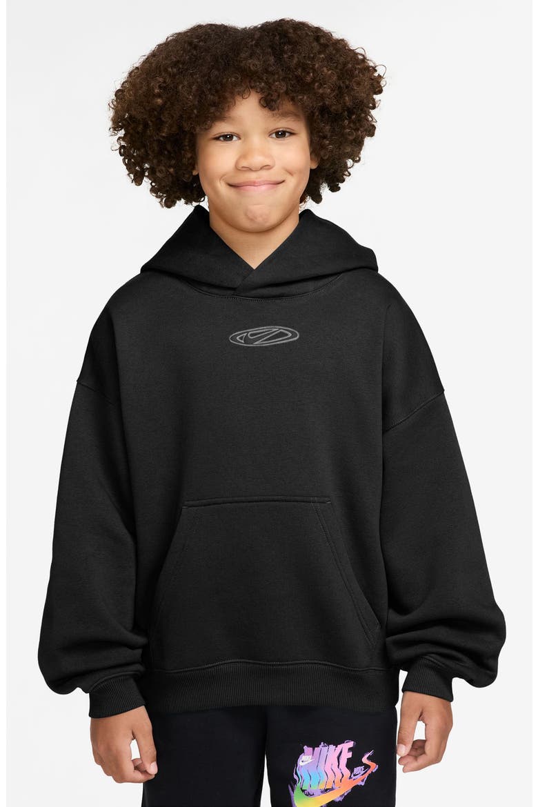 Kids' Sportswear Club Oversize Hoodie, Main, color, BLACK/ WHITE