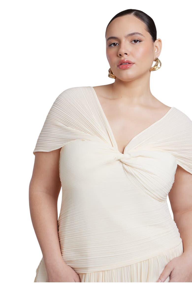 Twist Detail Pleated Chiffon Dress, Alternate, color, COCONUT MILK
