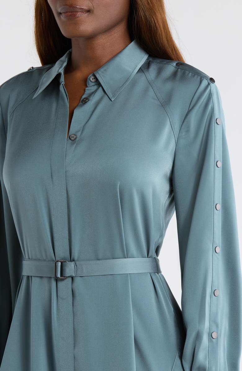 AllSaints Lexi Long Sleeve High-Low Shirtdress, Alternate, color, Steel Blue