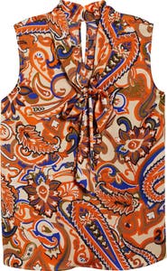 Tahari ASL Tie Neck Sleeveless Top