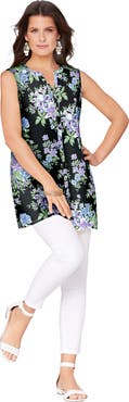 Roaman's Sleeveless Floral Big Shirt