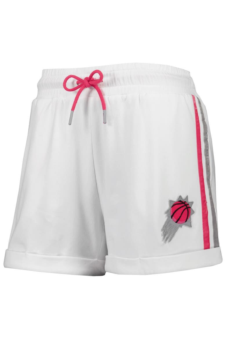 Women's Lusso White/Pink Phoenix Suns Melody Cuffed Tri-Blend Shorts, Alternate, color, White