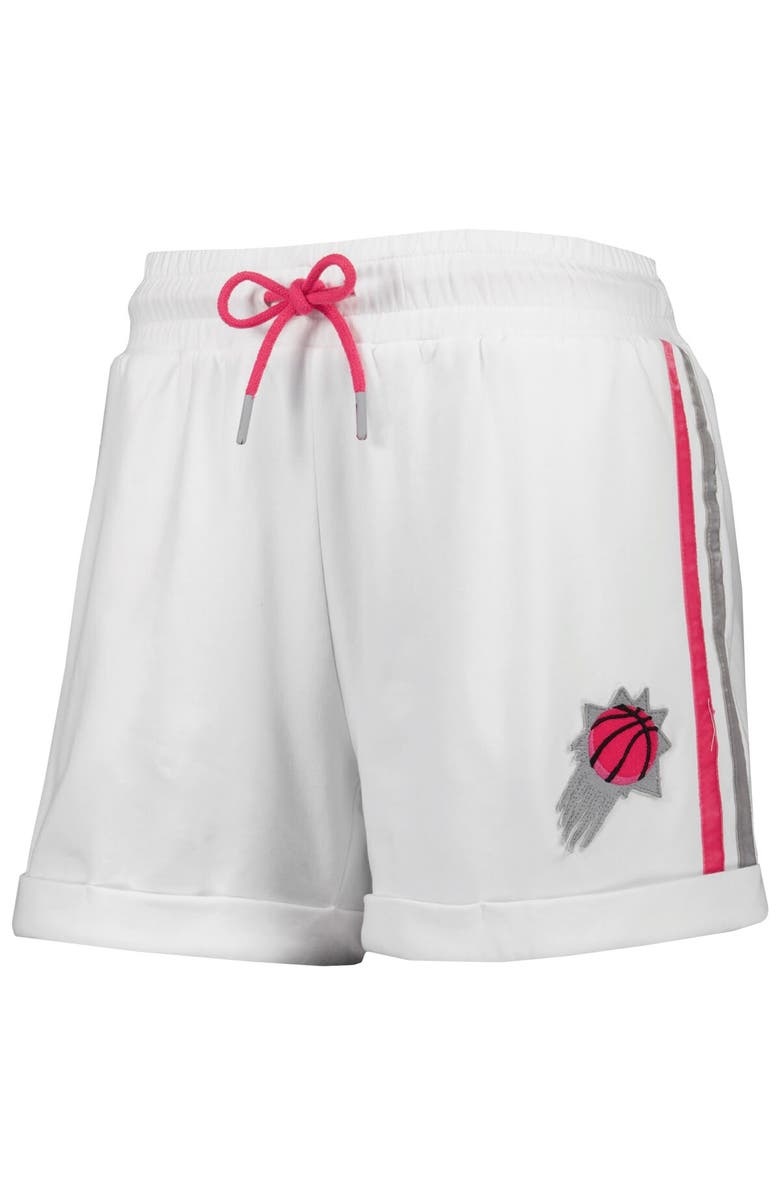 LUSSO Women's Lusso White/Pink Phoenix Suns Melody Cuffed Tri-Blend Shorts, Alternate, color, White