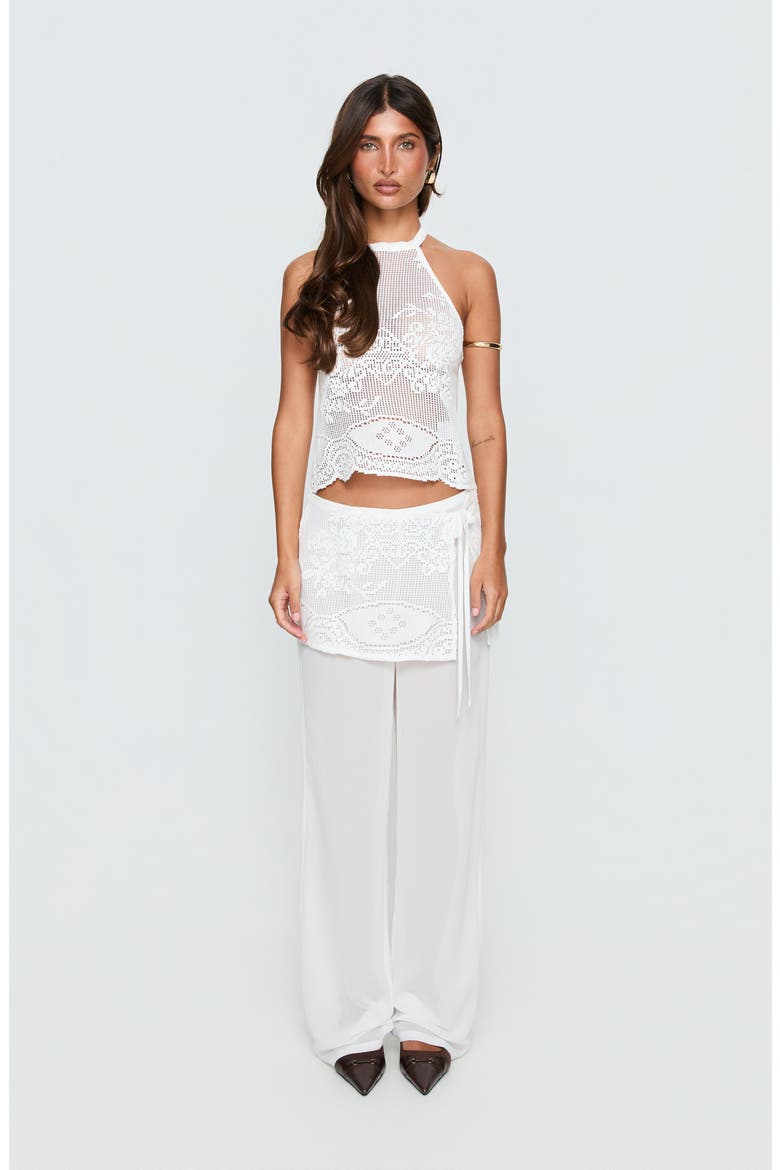 Claudie Layered Lace Straight Leg Pants, Alternate, color, WHITE