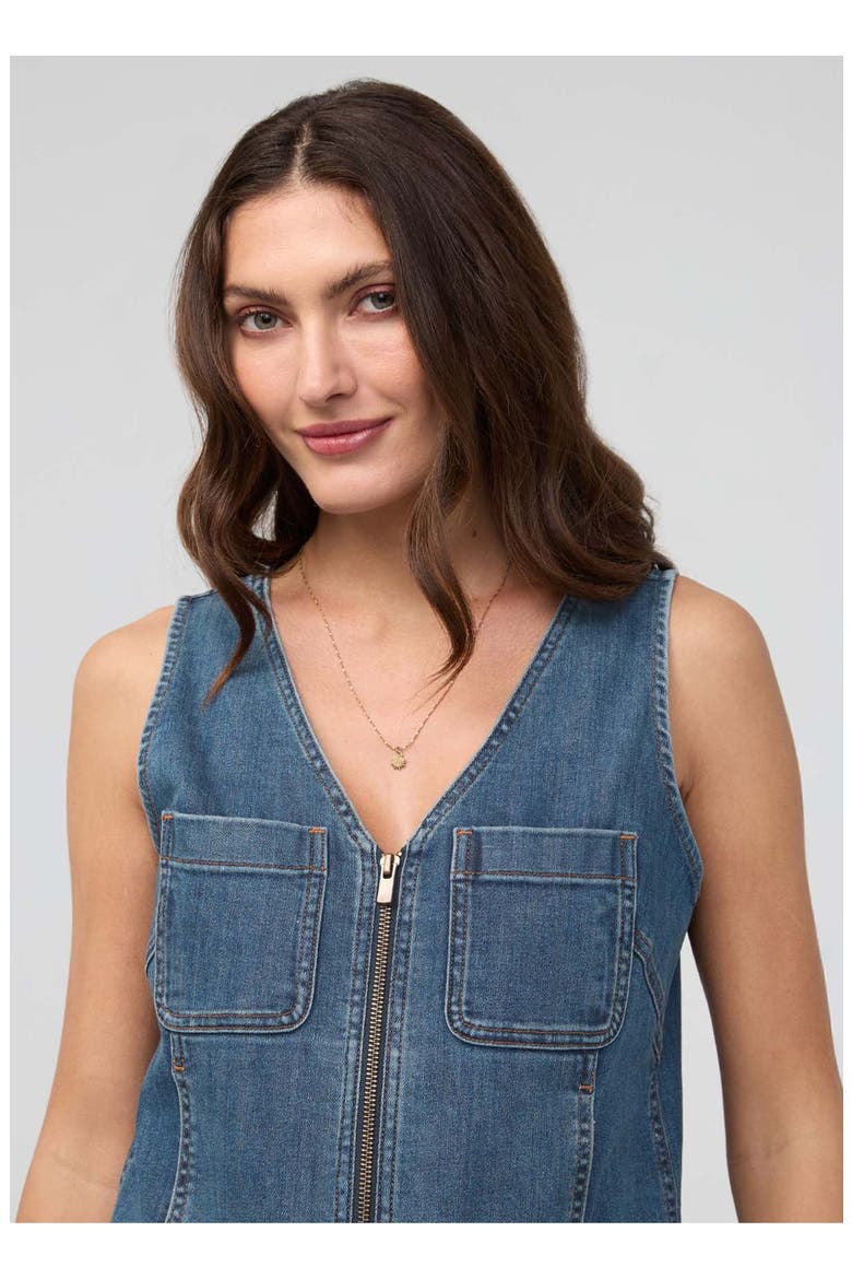 Performance Denim Zip Front Vest, Alternate, color, Blue-Ash