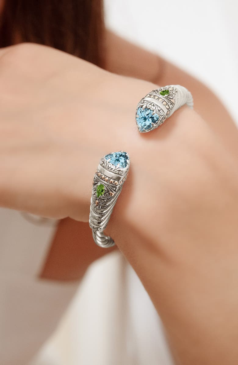 DEVATA Pink Topaz & Sterling Silver Bali Cuff Bracelet, Alternate, color,