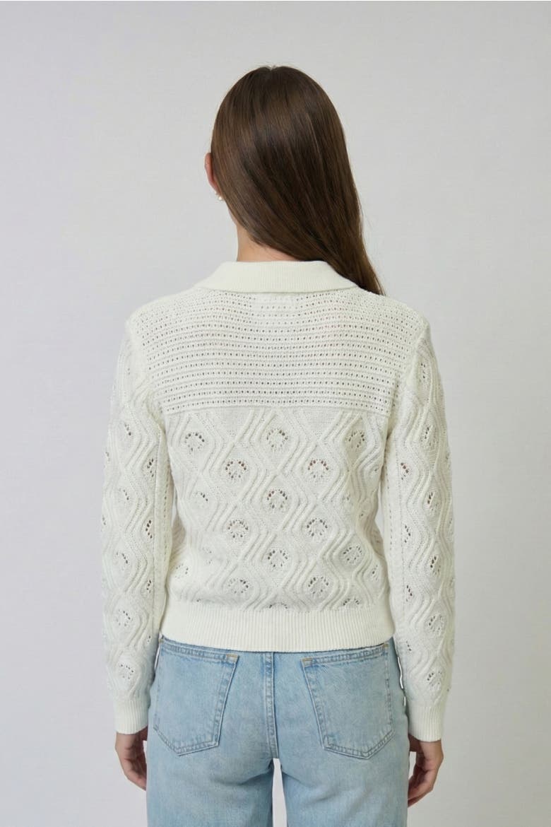 Allie Mixed Stitch Button Down Sweater, Alternate, color, BONE