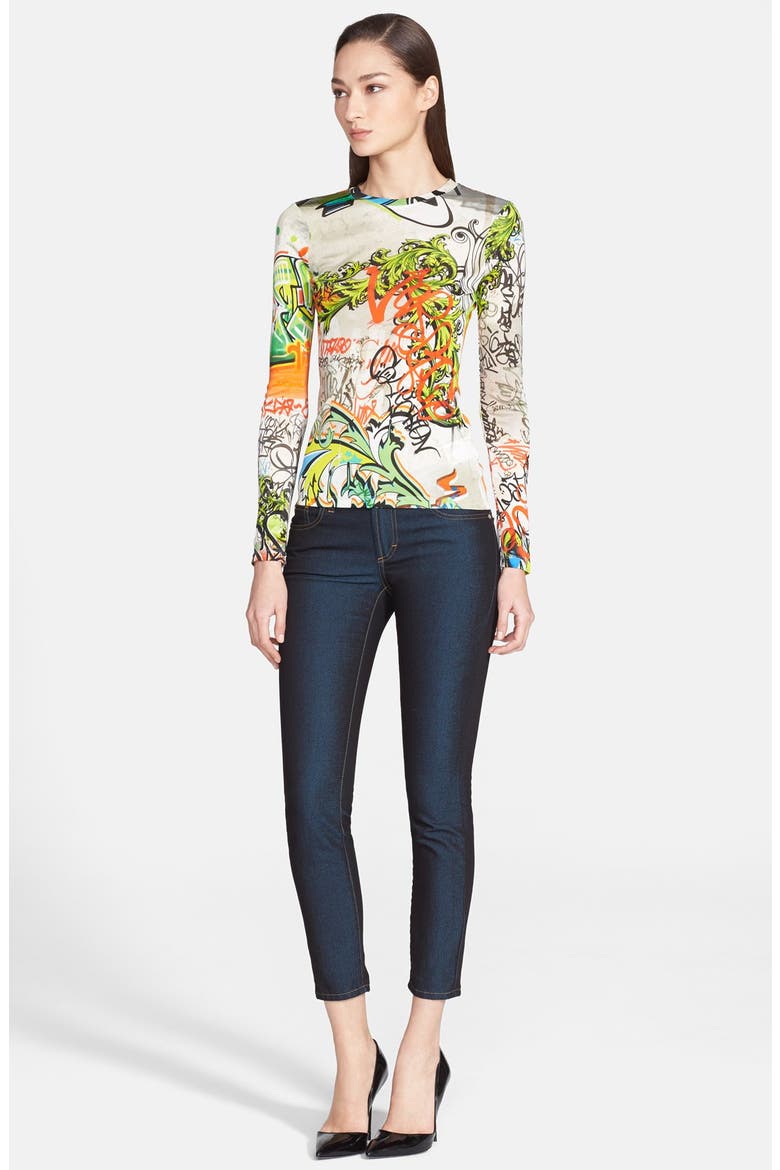 Graffiti Print Knit Top, Alternate, color, LIME