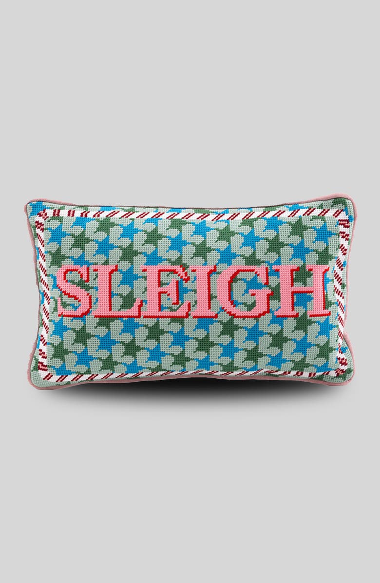 Furbish Sleigh Needlepoint Pillow, Main, color, 