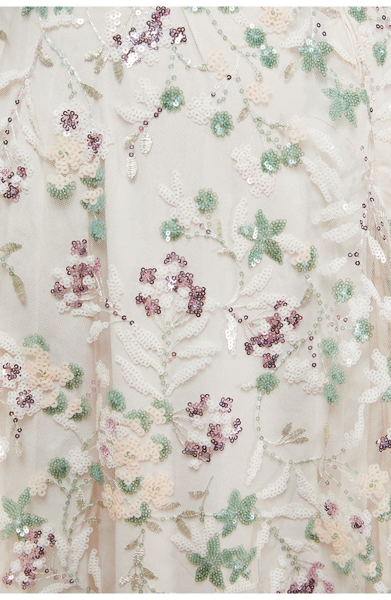 Oasis Hand Embellished V-Neck Midi Dress, Alternate, color, Ivory