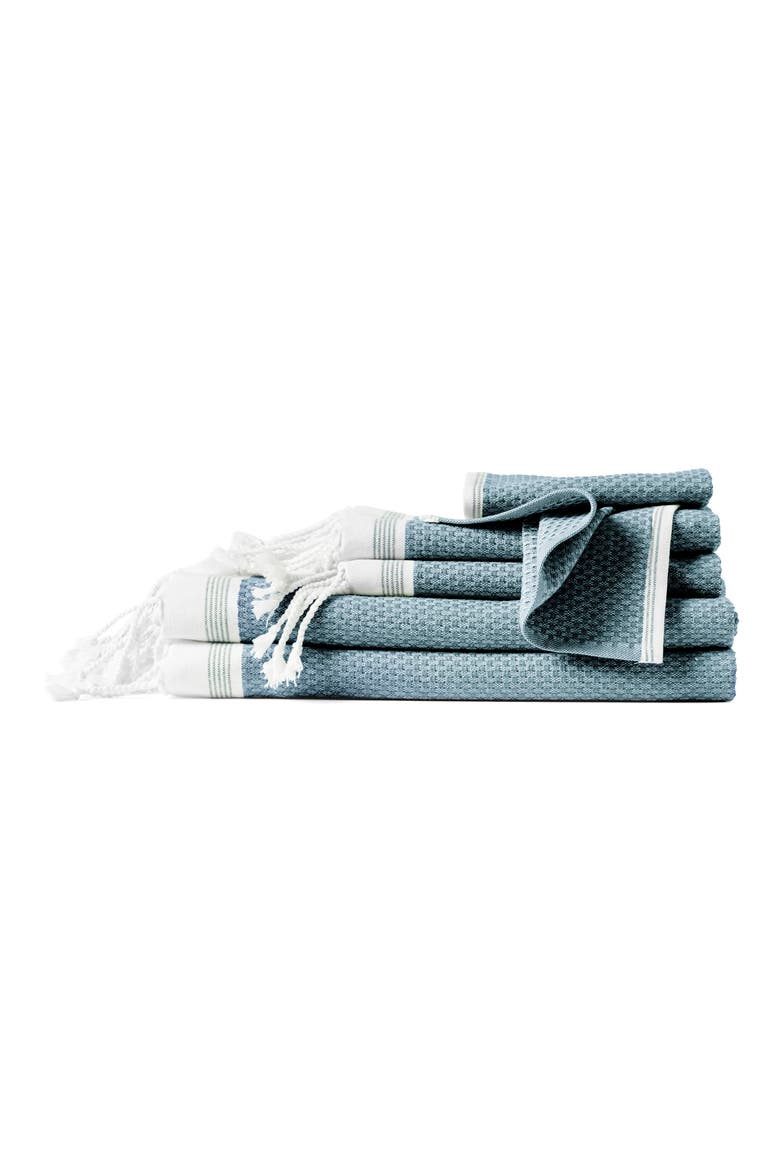 Mediterranean 6-Piece Organic Cotton Towel Set, Main, color, AQUAMARINE W/ SEA SPRAY