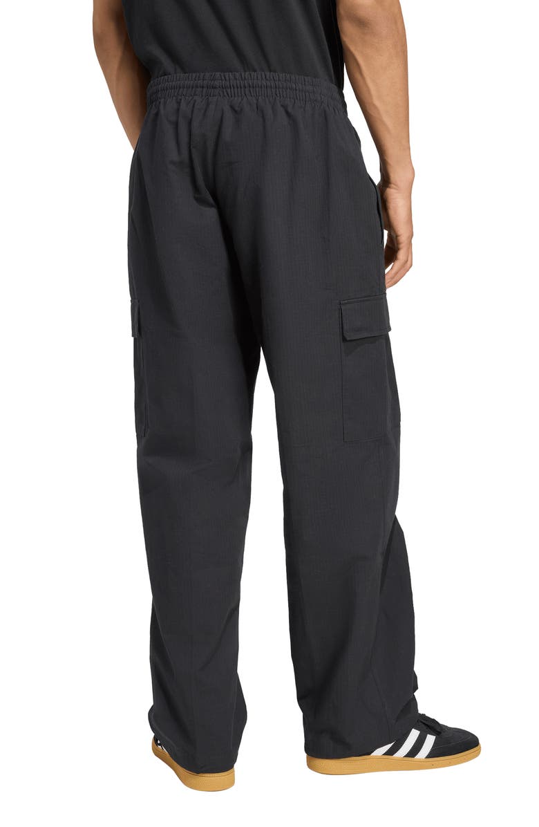 adidas Trefoil Essentials Cotton Ripstop Cargo Pants, Alternate, color, Black/ White