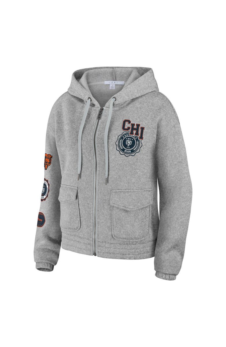 WEAR by Erin Andrews Women's WEAR by Erin Andrews Heather Gray Chicago Bears Full-Zip Hoodie, Alternate, color, 