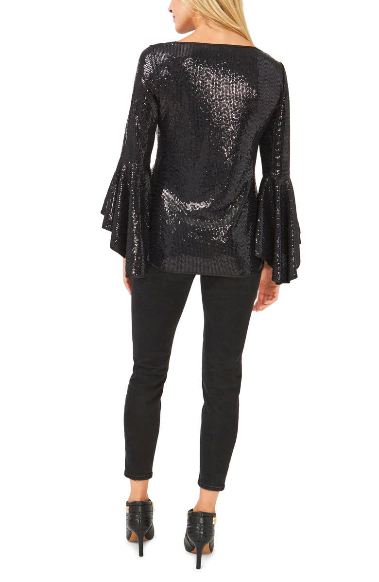 Vince Camuto Sequin Bell Sleeve Top, Alternate, color,