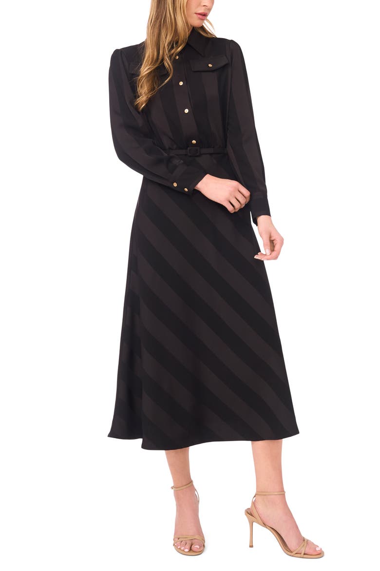 Isabelle Long Sleeve Shirtdress, Main, color, RICH BLACK