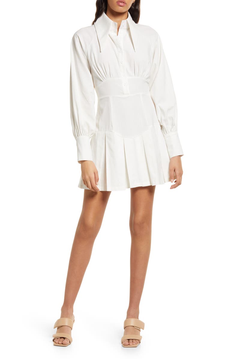 Amy Lynn Pleated Long Sleeve A-Line Dress, Main, color,