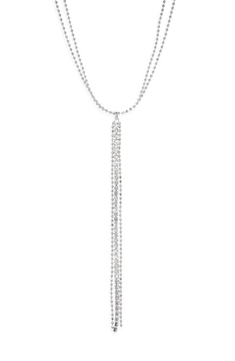 Ball Chain Tassel Lariat Necklace
