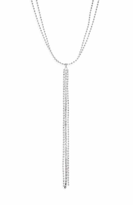 NORDSTROM RACK Ball Chain Tassel Lariat Necklace