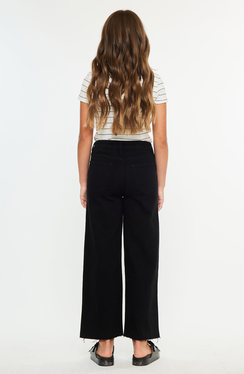 Kancan Berlin High Rise Crop Wide Leg Jeans In Black