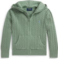 Polo Ralph Lauren Kids' Hooded Cable Stitch Cotton Zip Cardigan