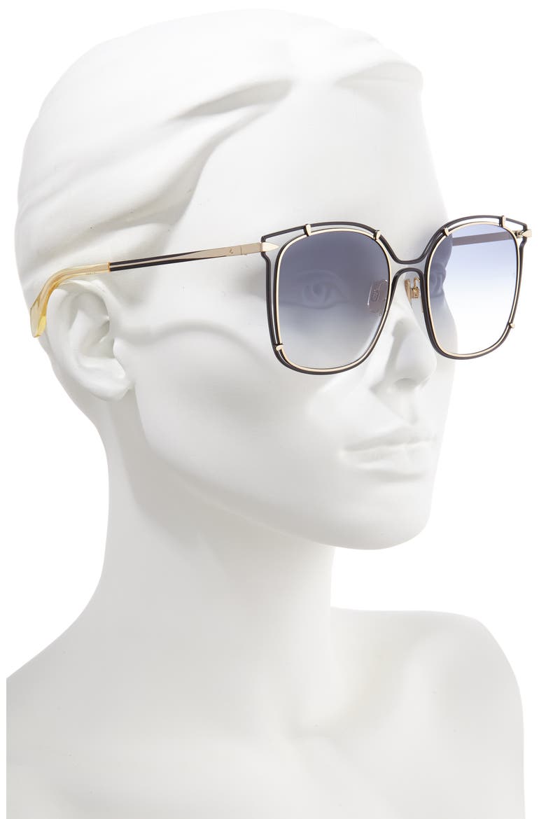 56mm Gradient Square Sunglasses, Alternate, color, BLACK/ BLUE/ GOLD
