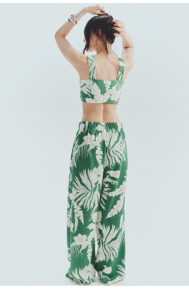 H&M Wide Trousers, Alternate, color, Green/White Floral