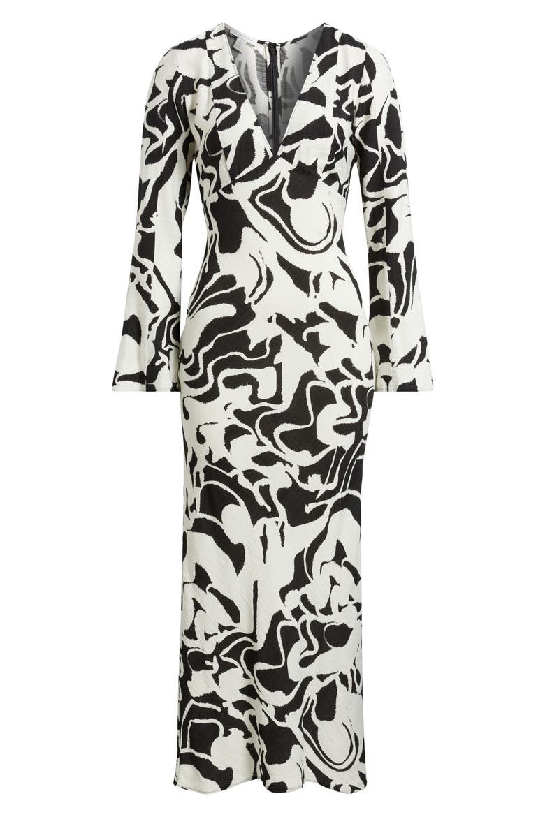 Lea Floral Long Sleeve Maxi Column Dress, Alternate, color, WHITE MULTI