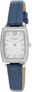 BCBG Tonneau Crystal Faux Leather Strap Watch, 26mm