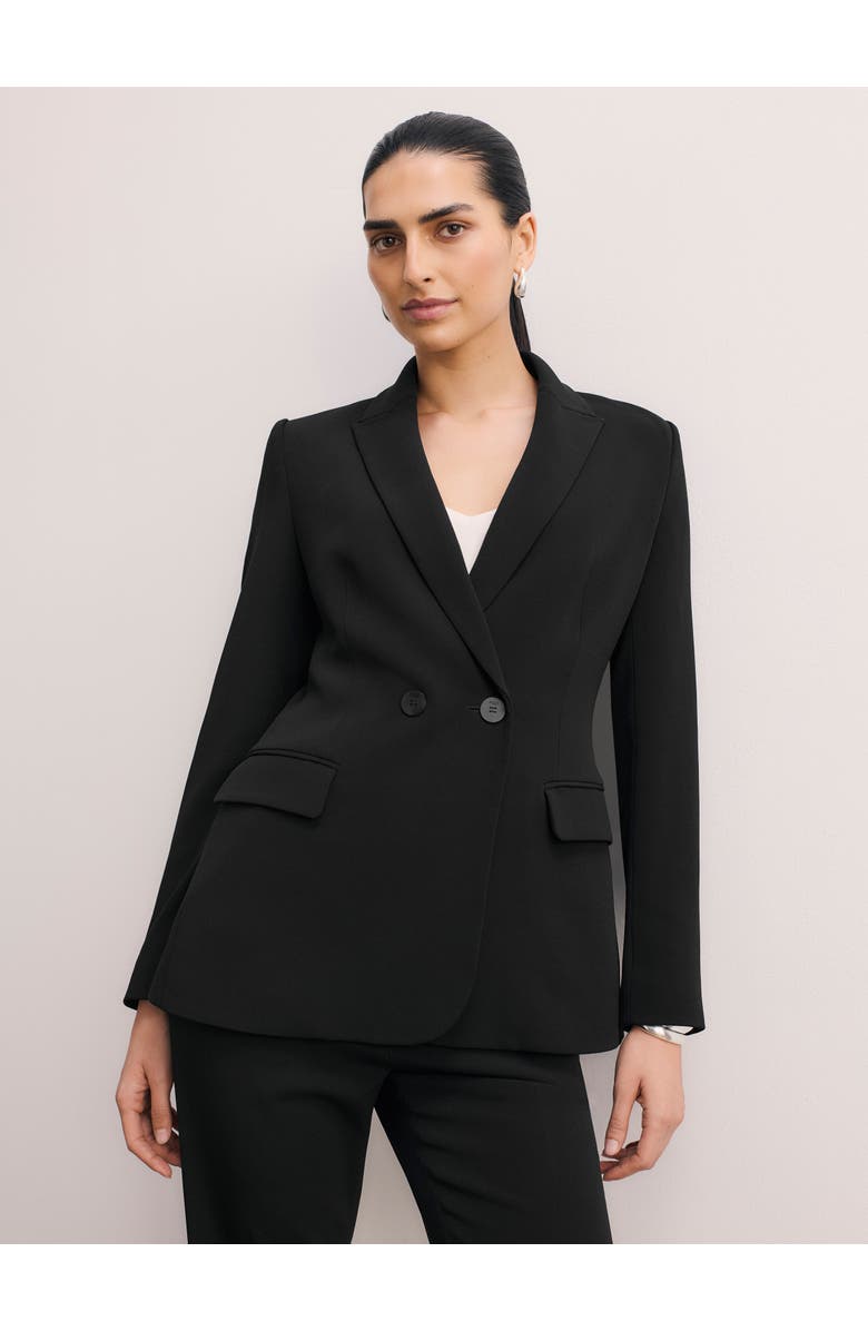 The Fold Knighton Clever Crepe Blazer, Main, color, Black