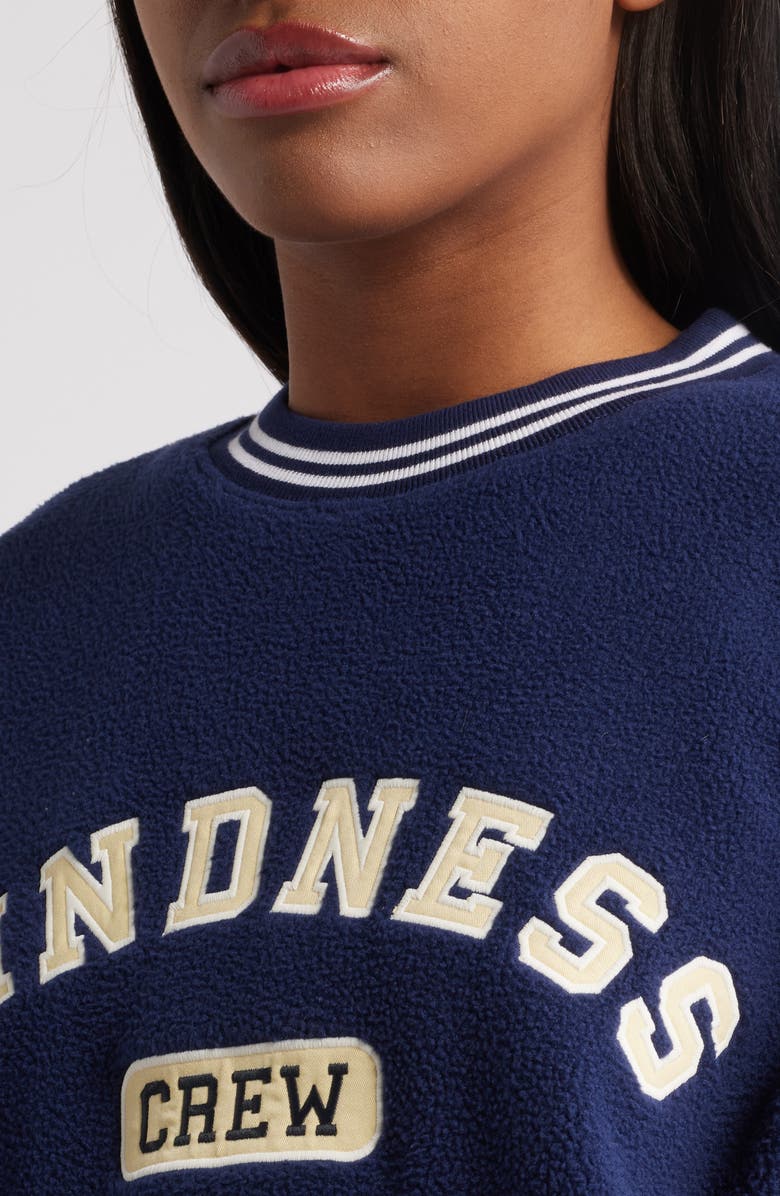 THE MAYFAIR GROUP Kindness Crew Teddy Fleece Crewneck Sweatshirt, Alternate, color, Navy