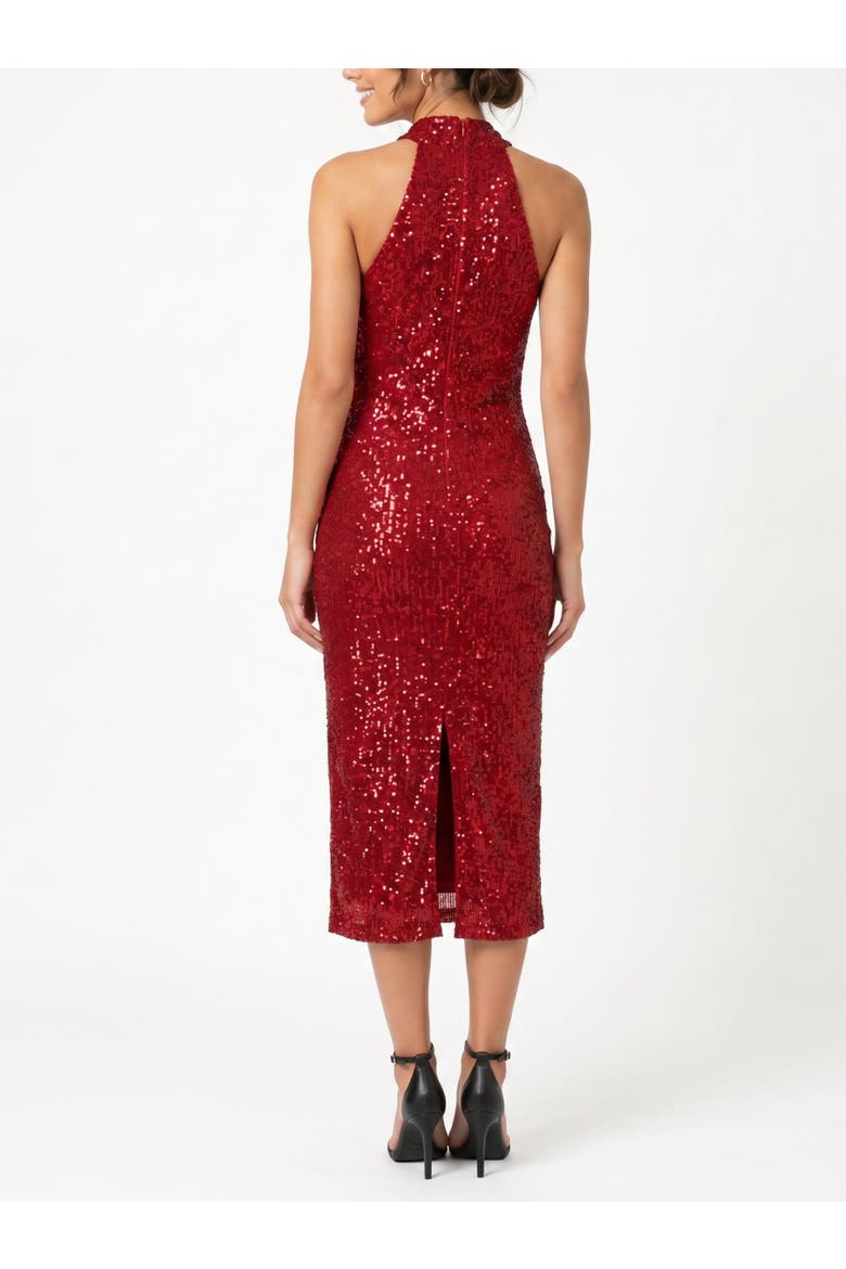 Sequin Harland Halter Midi Dress, Alternate, color, Haute Red