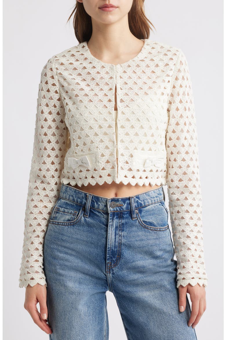 Alaya Cutout Crop Cardigan, Alternate, color, OPTIC OFF WHITE