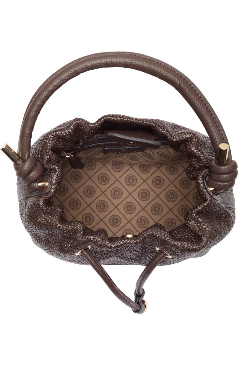 Nanette Lepore Straw Drawstring Convertible Bucket Bag, Alternate, color, Maple Straw-Maple