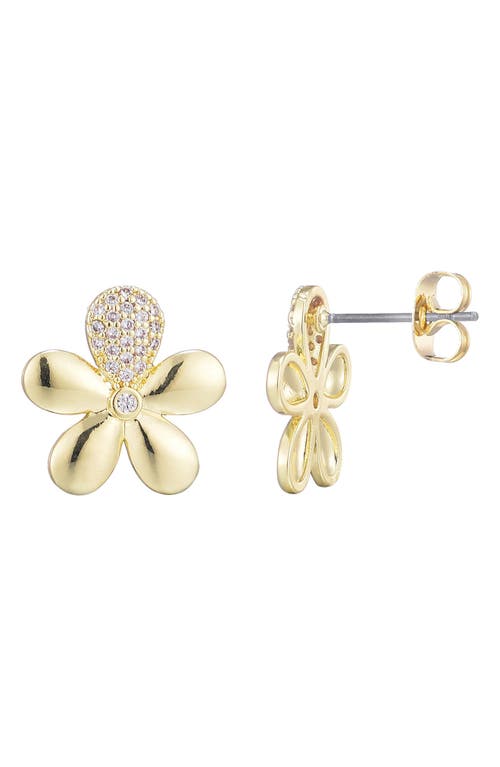 Adornia Cubic Zirconia Petal Flower Stud Earrings In Gold