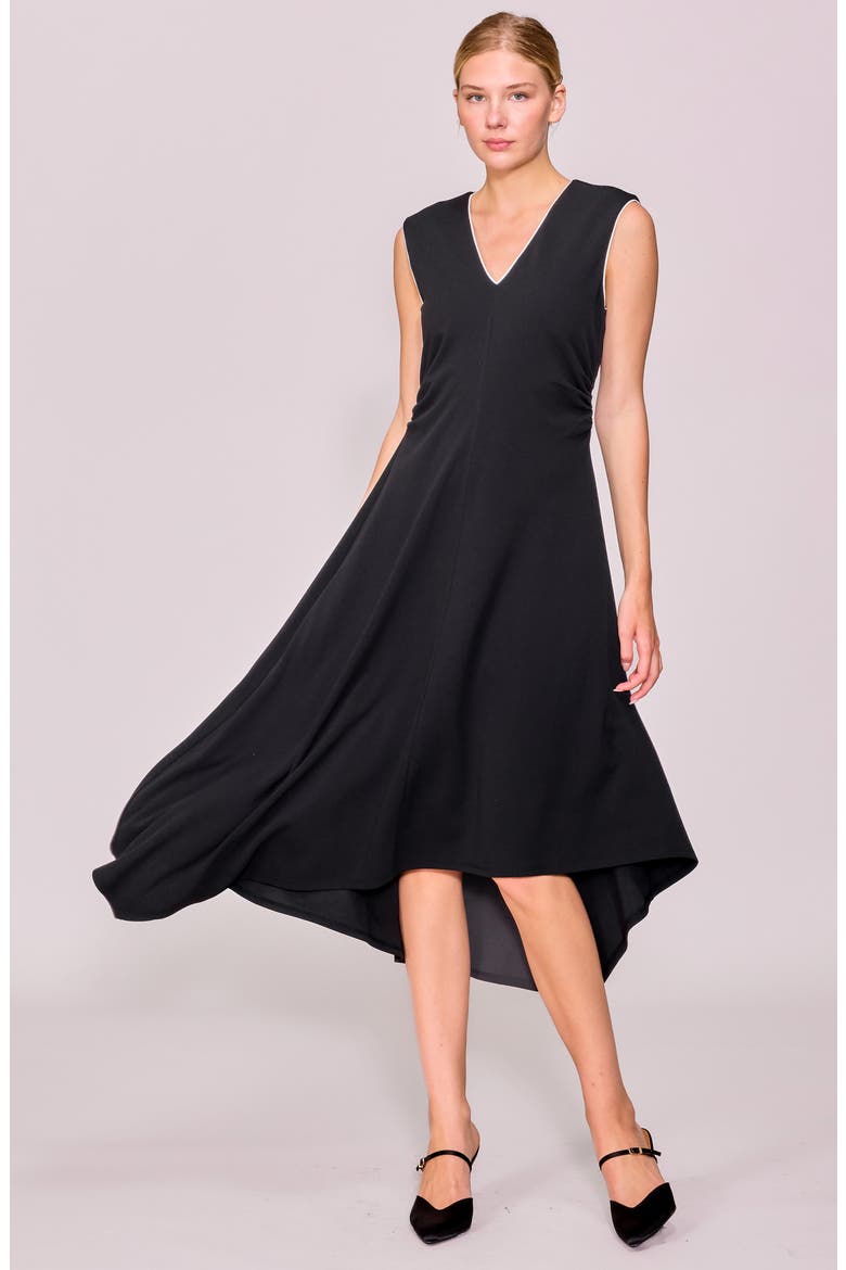 Side Ruched Asymmetric Dress, Alternate, color, BLACK