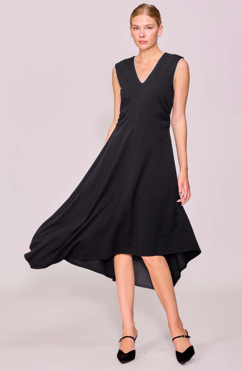 MELLODAY Side Ruched Asymmetric Dress, Alternate, color, Black