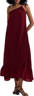 Reistor One-shoulder Midi dress in Burgundy